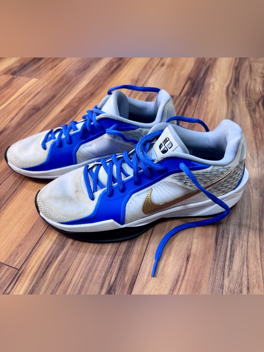 Nike Women’s Sabrina’s- White, Royal Blue & Gold Low-Tops.